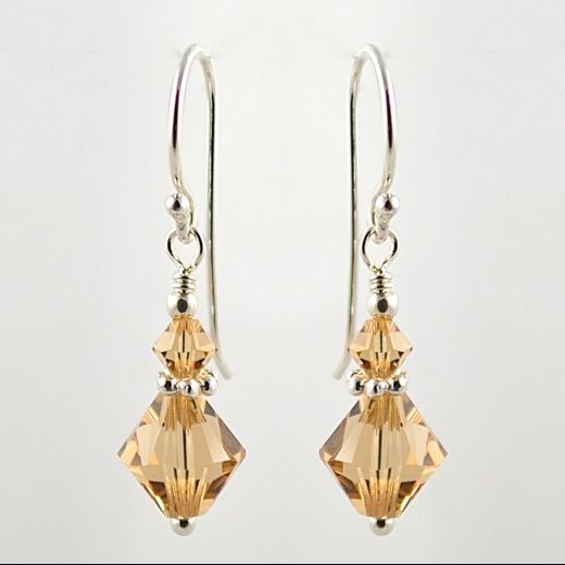 Crystal and Sterling Silver Earrings (Light Colorado Topaz)