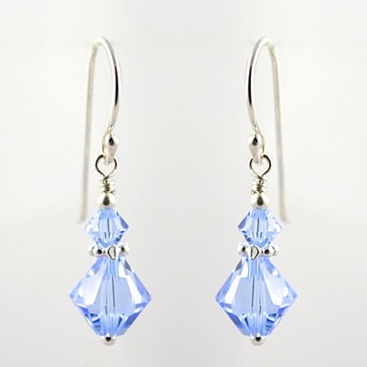 Swarovski Crystal with Daisy Earrings (Light Sapphire)