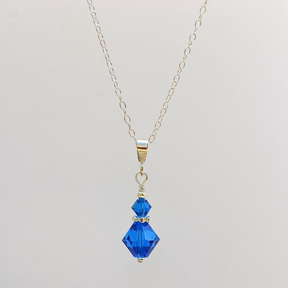 Crystal and Sterling Silver Pendant (Capri Blue)