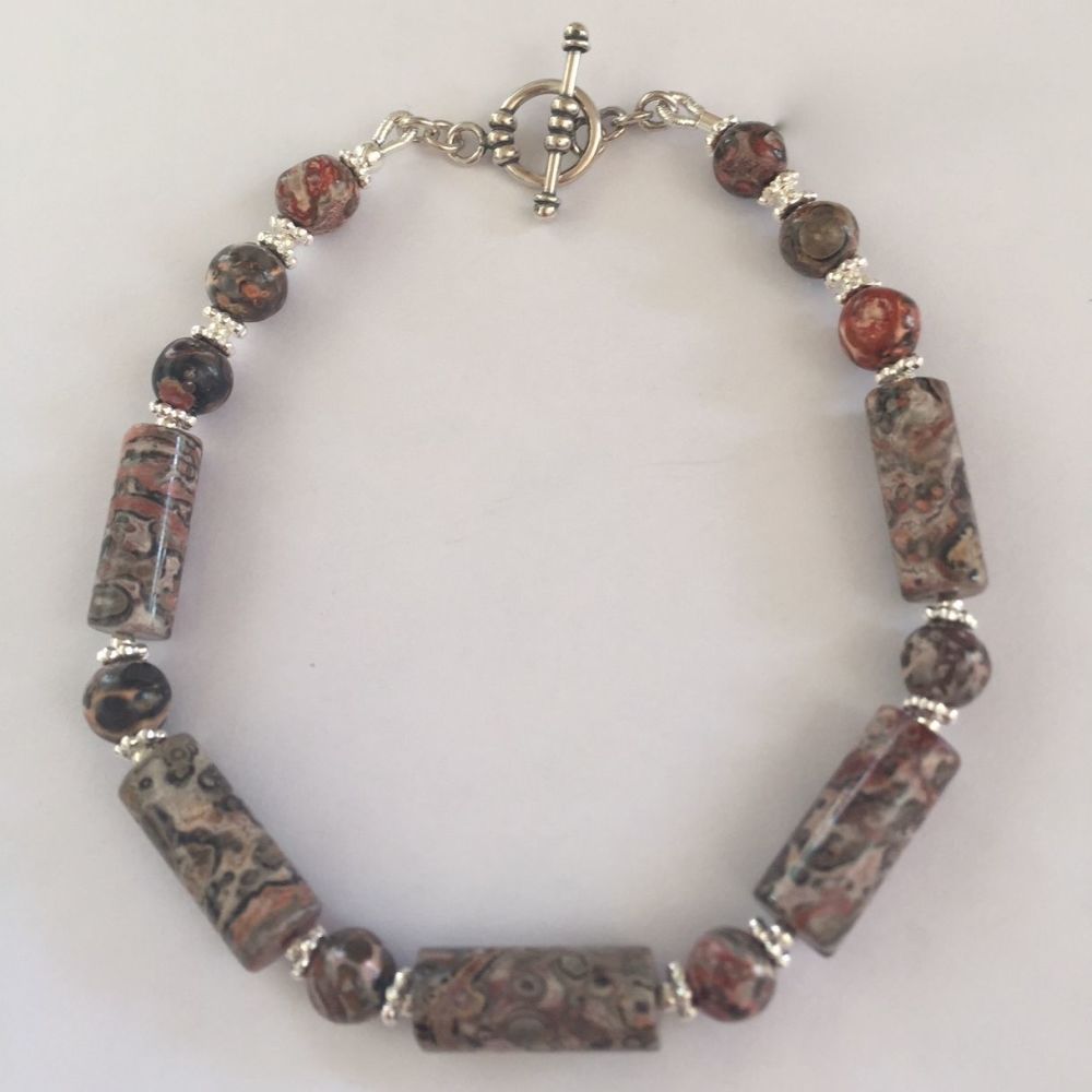Leopardskin Jasper and Silver Bracelet