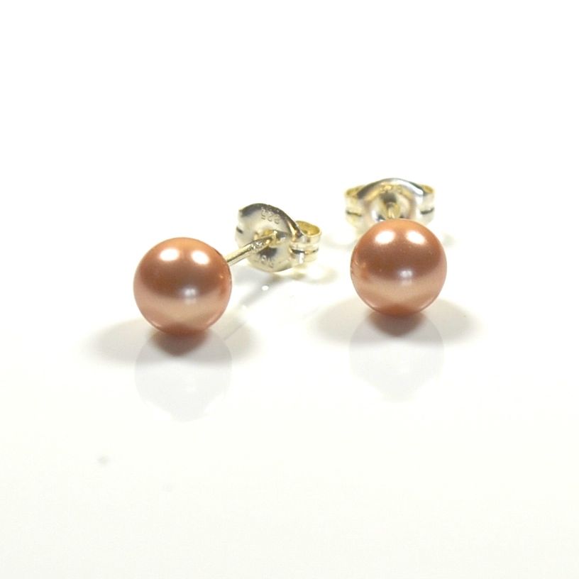 Classic Pearl Stud Earrings 8mm (Rose Gold)