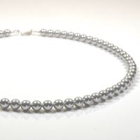 Classic Crystal Pearl Necklace - length 16 inch (Light Grey)