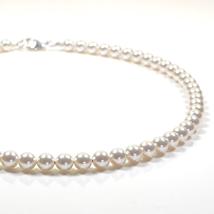 White Classic Crystal Pearl Necklace (length 16 inch)