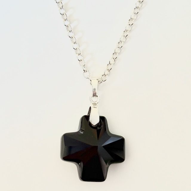 Swarovski Crystal Pendant 20mm Cross (Jet)