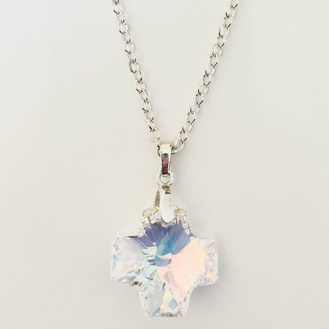 Swarovski Crystal Pendant 20mm Cross (Crystal AB)