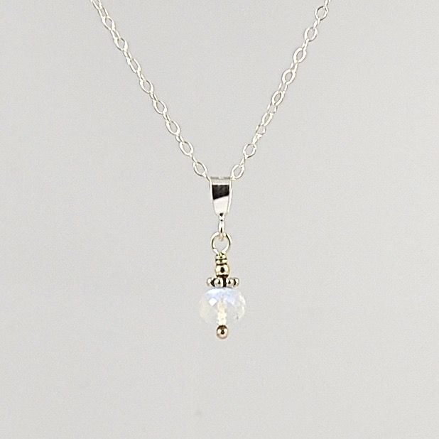 Rainbow Moonstone and Sterling Silver Pendant