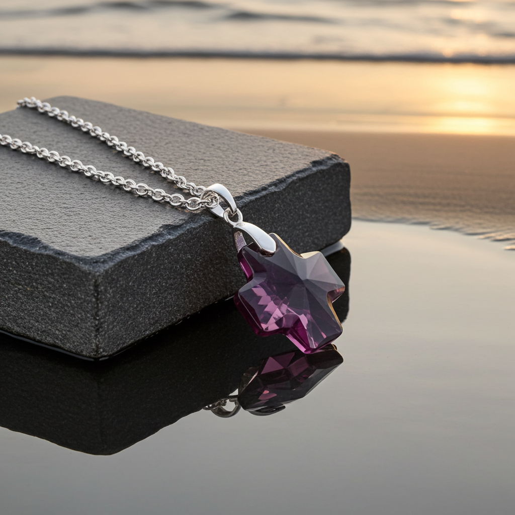 Swarovski Crystal Pendant 20mm Cross (Amethyst)