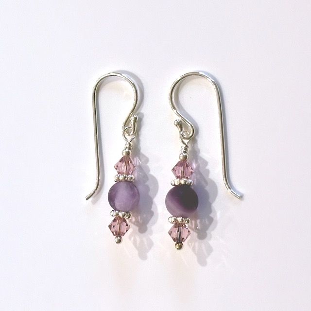 Matt Amethyst and Sterling Silver Earrings
