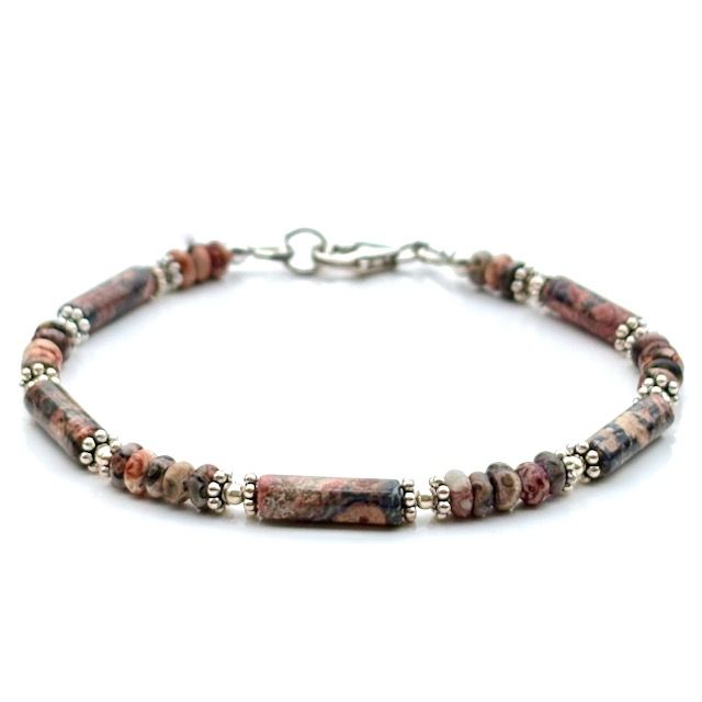 Leopardskin Jasper and Sterling Silver Bracelet