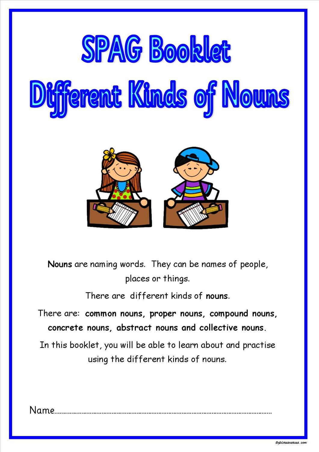 KS2 SPAG activity booklet focusing on the various noun types. 