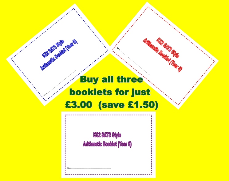 Buy three Year 6 SATs style arithmetic booklets for just £3.00 (saving £1.50!)