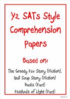Y2 SATs-style comprehension papers based on stories and non-fiction texts.