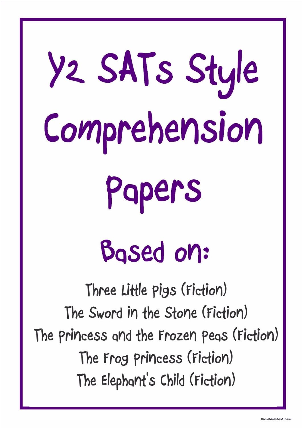 KS1 comprehension papers based on popular children's stories