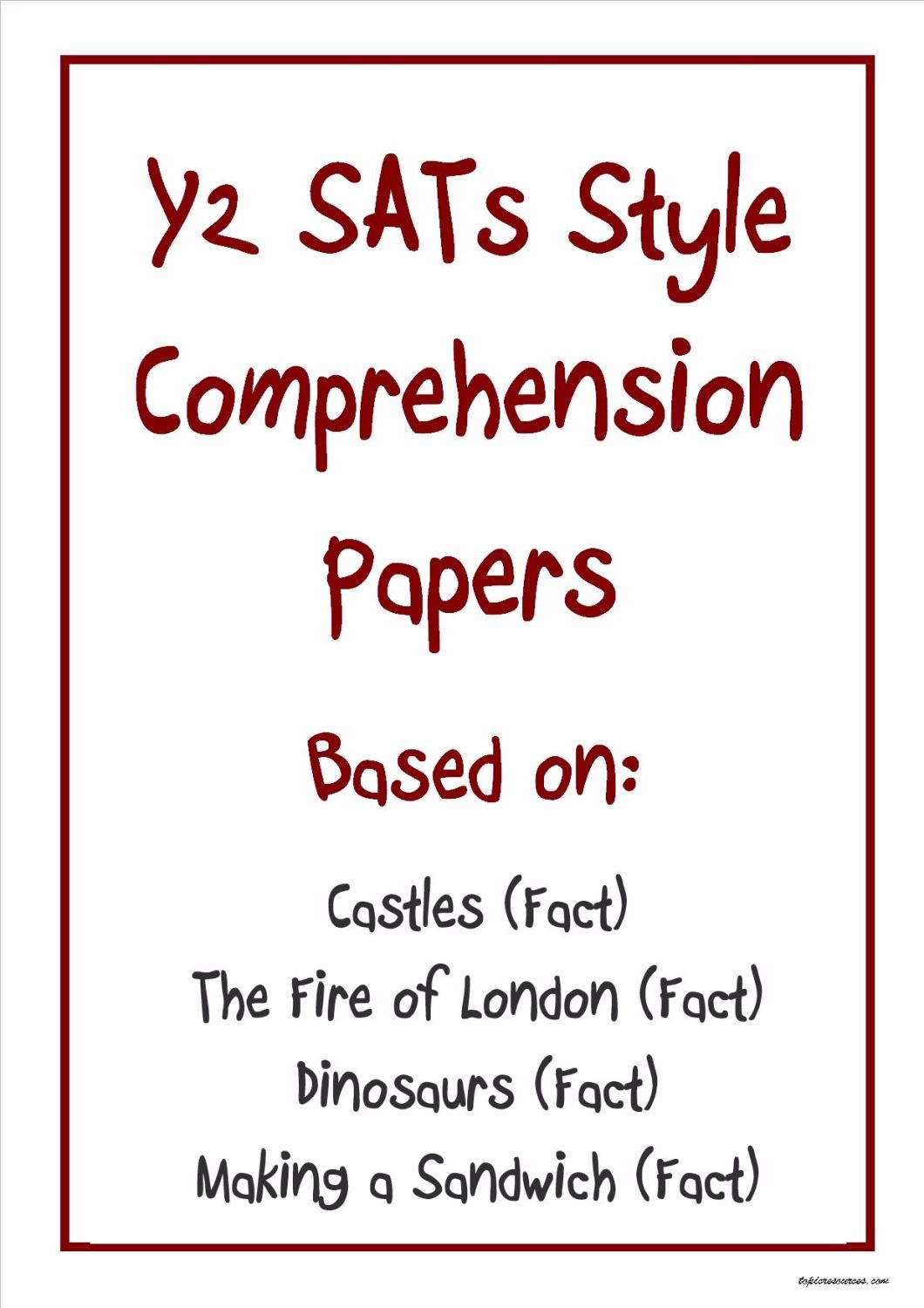 Non-fiction KS1 comprehension papers based on popular KS1 topics (pack 4).