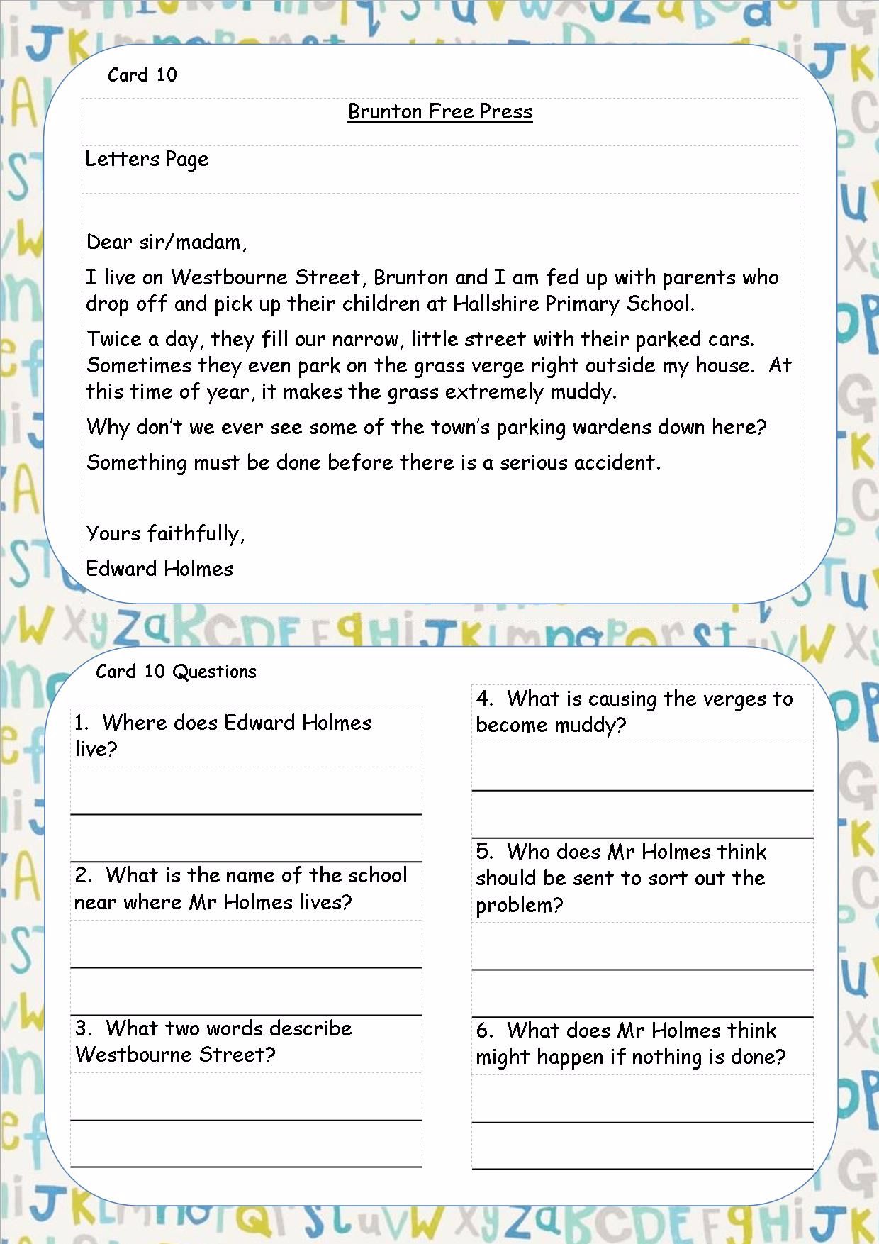 reading comprehension homework ks2