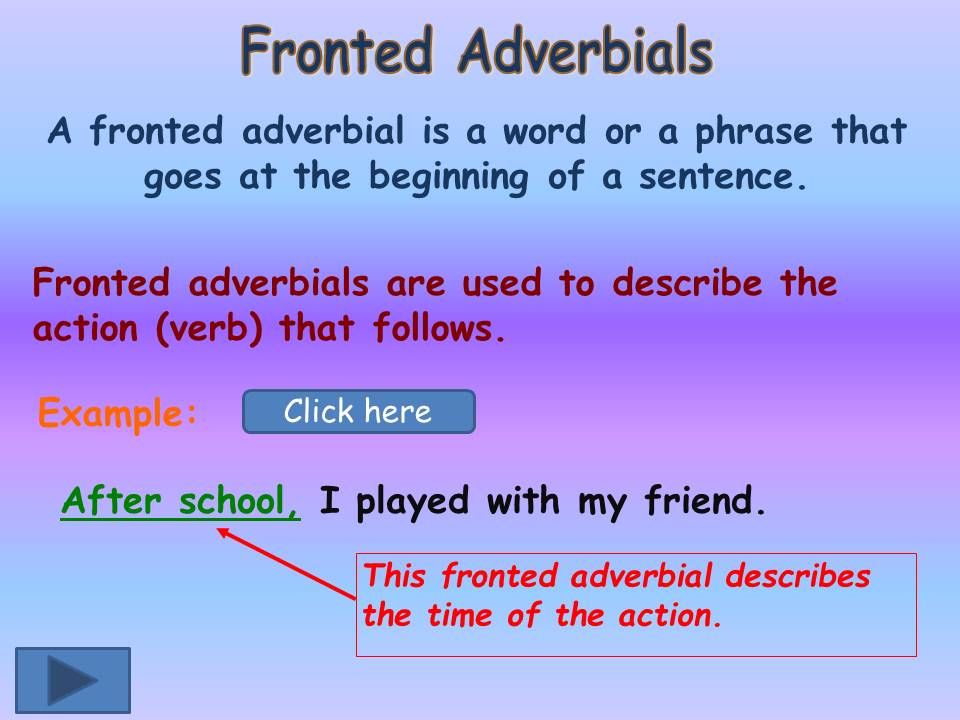 What Is A Fronted Adverbial Phrase