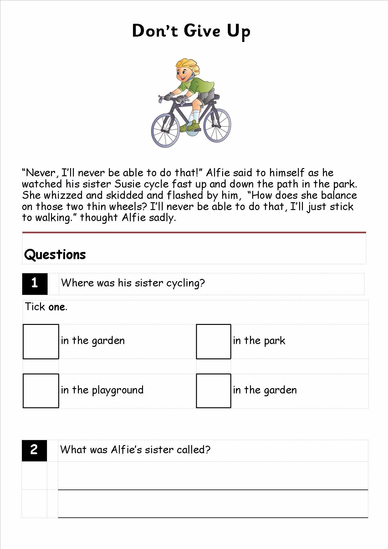 ks1 year 2 sats reading comprehension practice papers