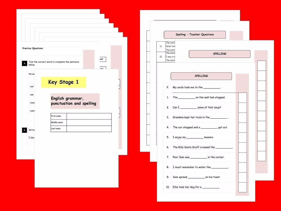 New KS1,Year 2 SATs SPaG Practice Papers.