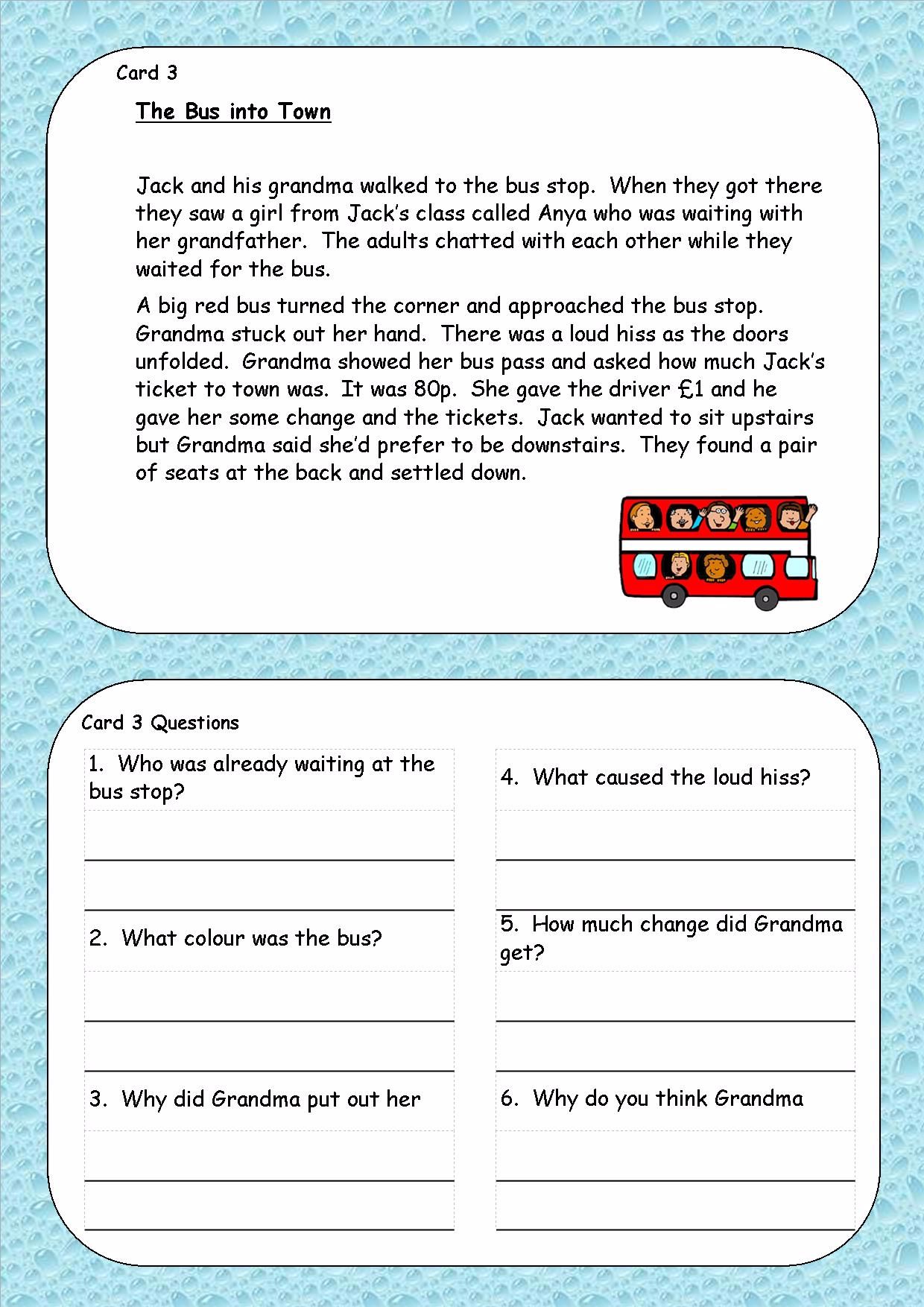 KS1 KS2 SEN IPC Reading Comprehension Cards Guided Reading 