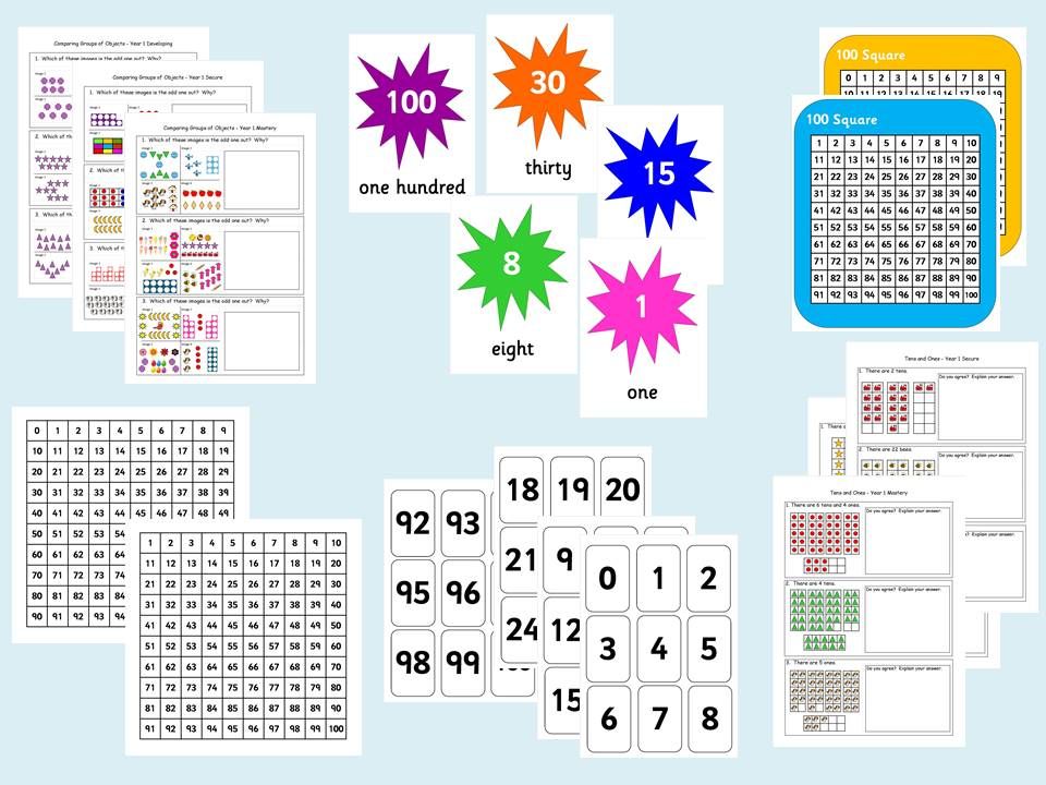Year 1 Maths Bundle (includes reasoning, problem solving, classroom resources and display materials).
