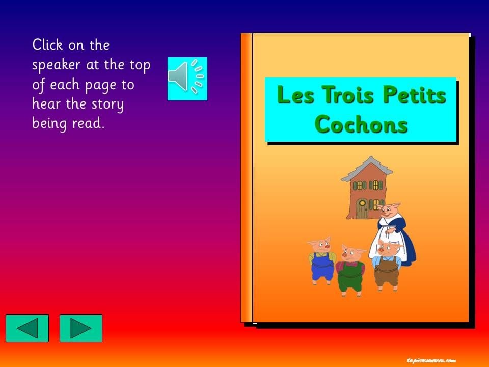NEW *The Three Little Pigs in French (Les Trois Petits Cochons).*