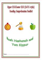 KS1/LKS2 SATs style reading comprehension booklet based on Rosh Hashanah and Yom Kippur + FREE download.