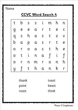 ks1 phonics worksheets printable word 3 graphemes using CVCC Sounds and 4 cards Letters Phase phase