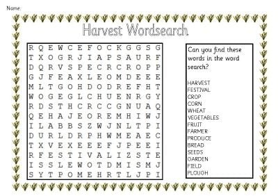 Harvest Festival wordsearch, spring, teaching and topic resources for EYFS, KS1, KS2, SEN and IPC, worksheets, teaching resources, teaching activities
