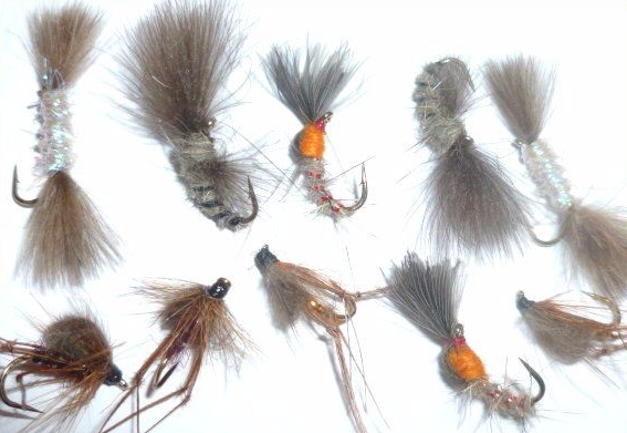 ,CDC  mixed flies ,10  x Trout flies assorted patterns