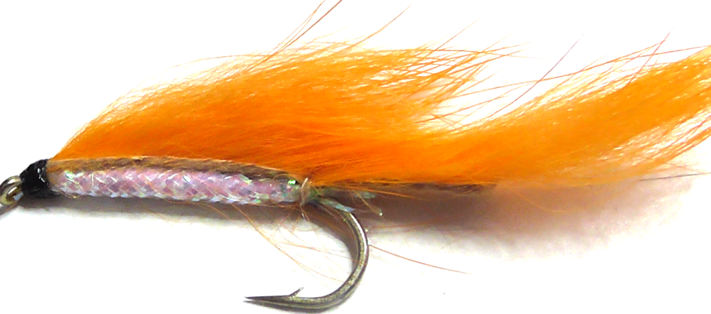 zonker -  Orange and Pearl  mylar ,# 10 barbed /Z 26