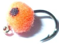 Egg Fly -  Orange  / black  spot 5mm  unweighted /E49