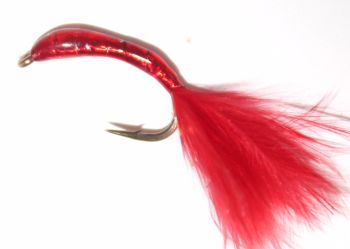 Goldhead Buzzers 12 x Red & Red Marabou Glass UV Bloodworm Patterns Trout flies