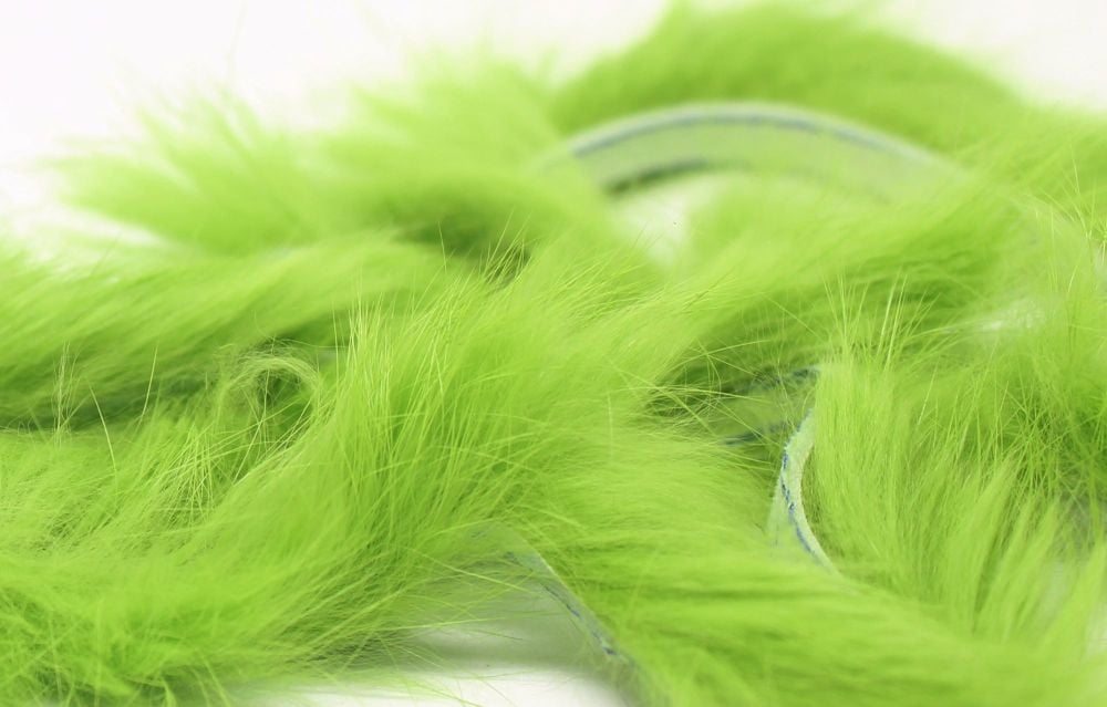 Chartreuse Rabbit zonker strips ,Straight cut x 1 mtr pack