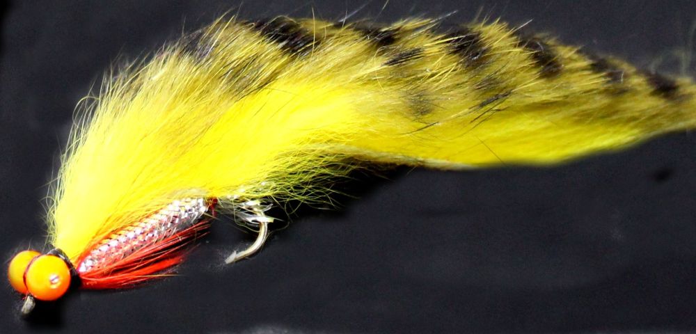 Zonker -Tiger barred Yellow /Olive with Orange hot head  # 10 barbed [Z 78]
