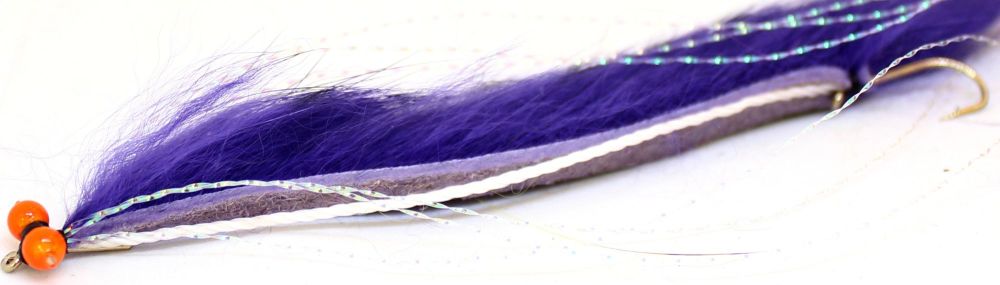 Snake fly-Tiger barred Purple /Black ,Orange hot head # 10 barbed  [SF 19]