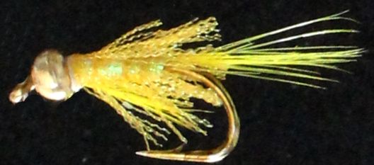 Diawl Bach ,weighted ,Pseudo hackle variant, Yellow, #12 [WDB 11]