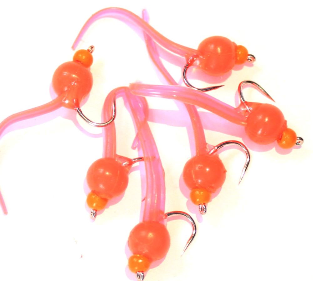Rubber sperm worm weighted orange  /orange brass bead [BL 119]
