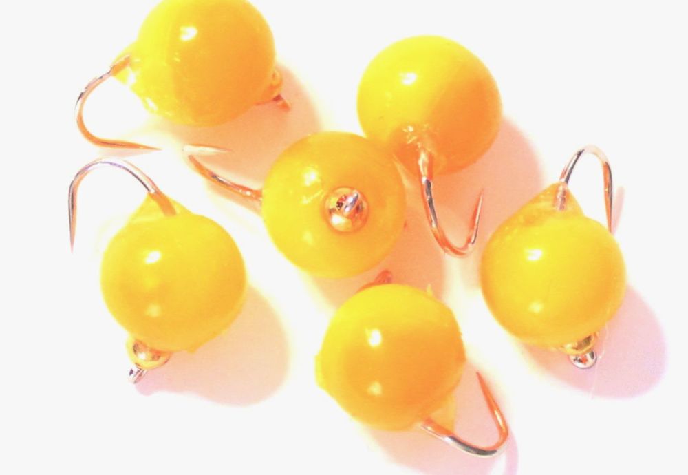 soft silicone eggs ,yellow and orange size 10 barbless [ egg 166]