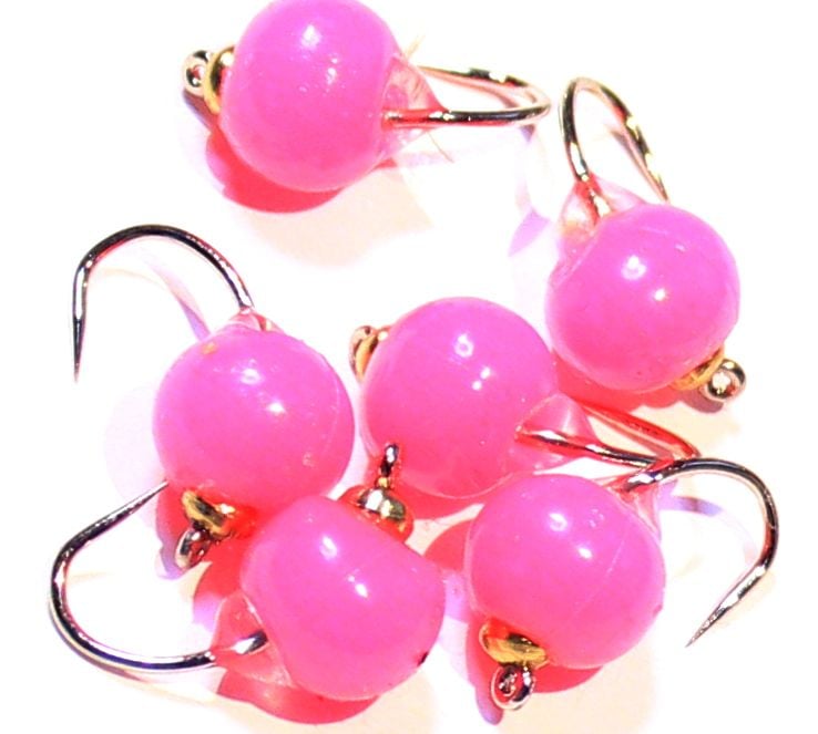 soft silicone eggs ,FL pink size 10 barbless [ egg 176]