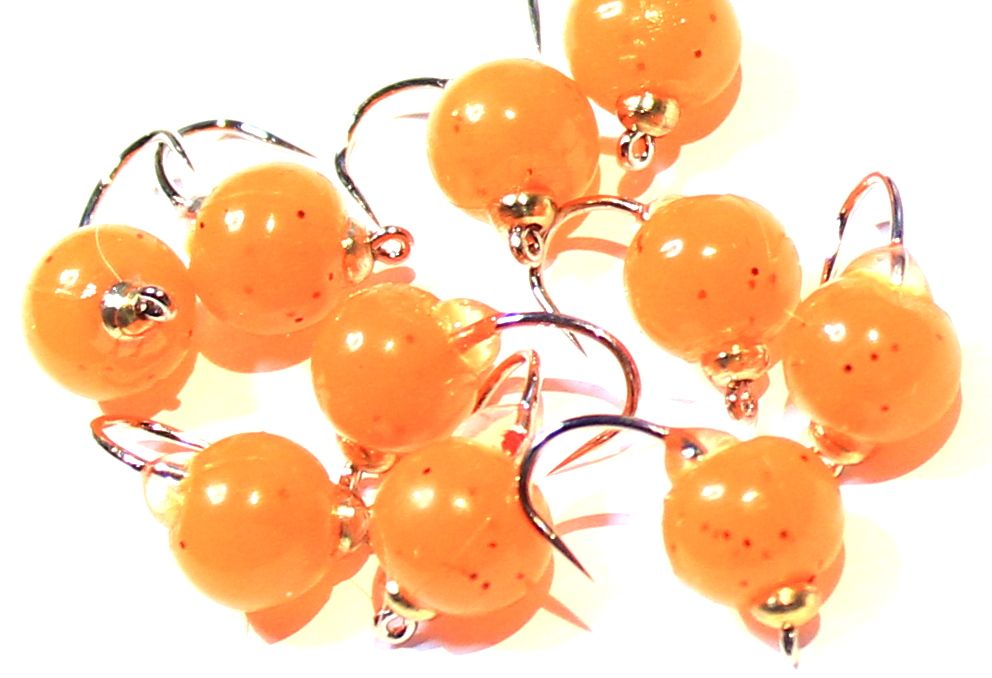 soft silicone eggs ,speckled  orange, size 10 barbless [ egg 180]