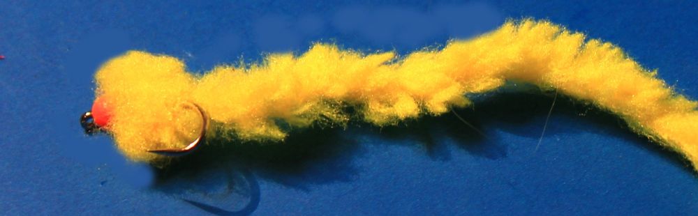 Eggstasy worm, fl yellow /orange, barbless  [EW1]