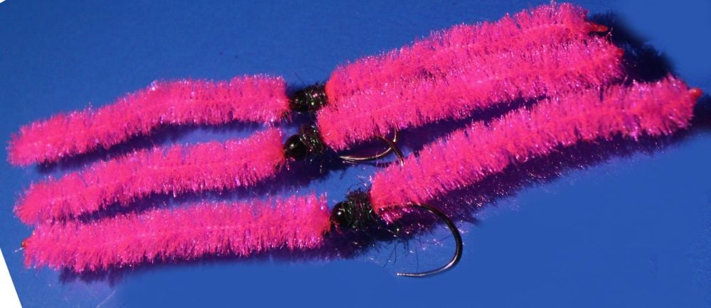 Shimmy worm , FL Pink /Black .#10 barbless [shim19]
