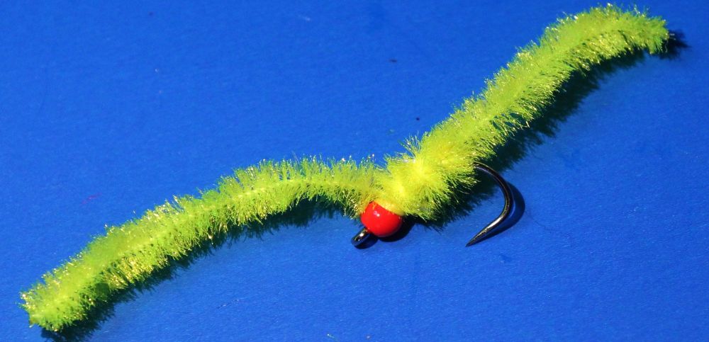 Shimmy worm , FL Yellow/red.#10 barbless [shim27]