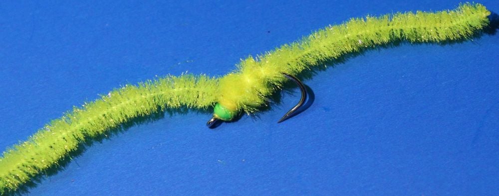 Shimmy worm , FL Yellow/Green .#10 barbless [shim28]