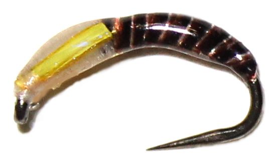 Buzzer ,synthetic Quill brown ,white , yellow barbless #12  [Q36]