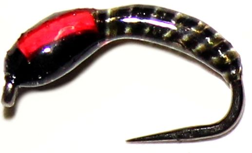 Buzzer ,synthetic Quill black ,white , red barbless #12  [Q37]