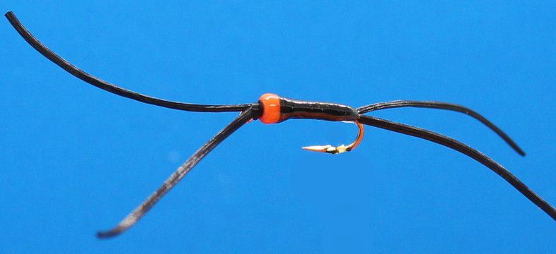 Bloodworm -flexifloss- Black hot head, Orange [weighted] [BL 21]