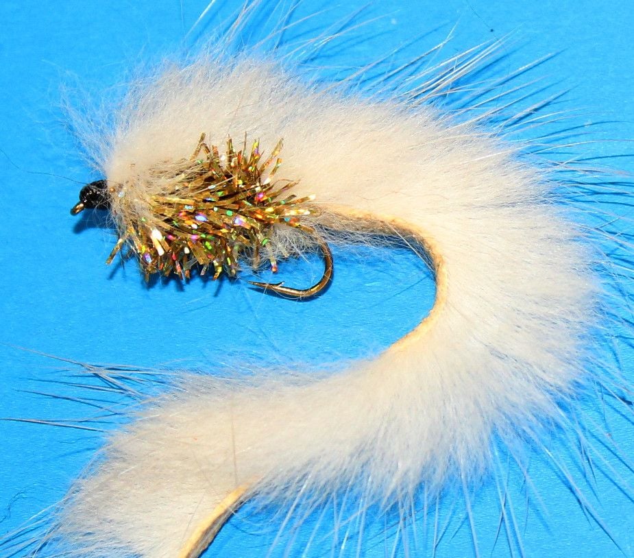 MINKY - White/ gold fritz body # 10 barbed/ M19