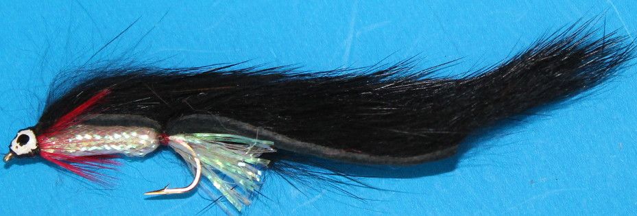 zonker Black with Pearl Mylar body and Red throat hackle ,# 10 barbed/Z 38