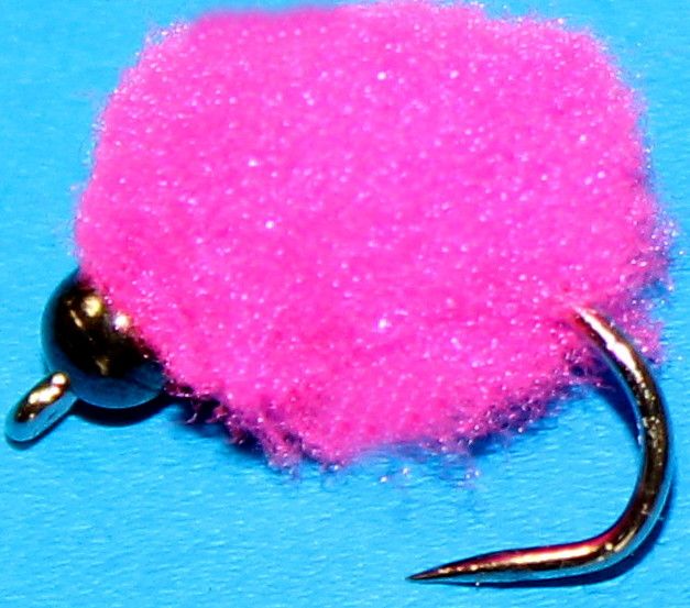 Tungsten bead eggstacy egg fly, hot pink #10 barbless hook [EGG205]